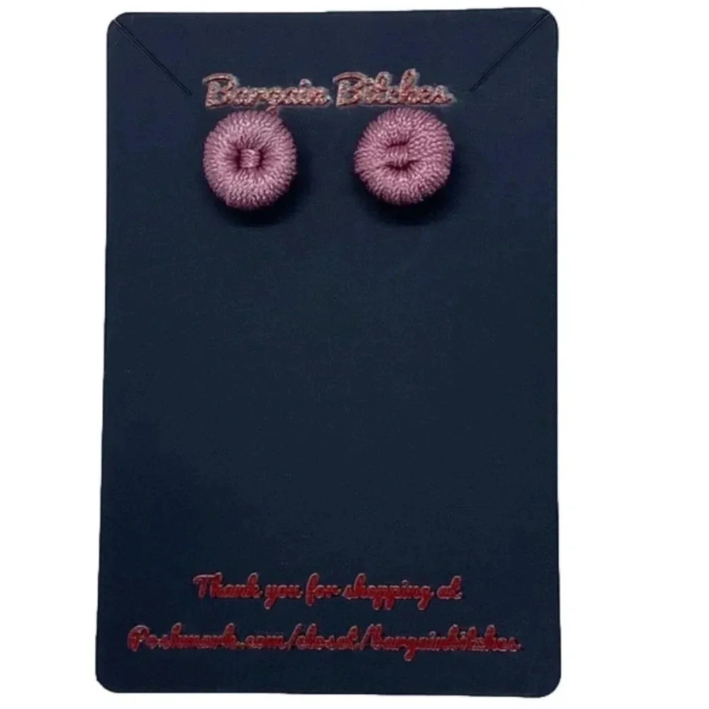 New Pink crochet thread button stud earringsβ retro summer earrings earrings